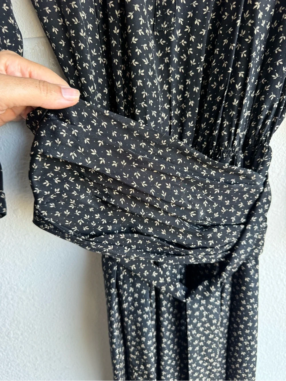 Vintage Franck Olivier Paris silk floral pleated midi dress